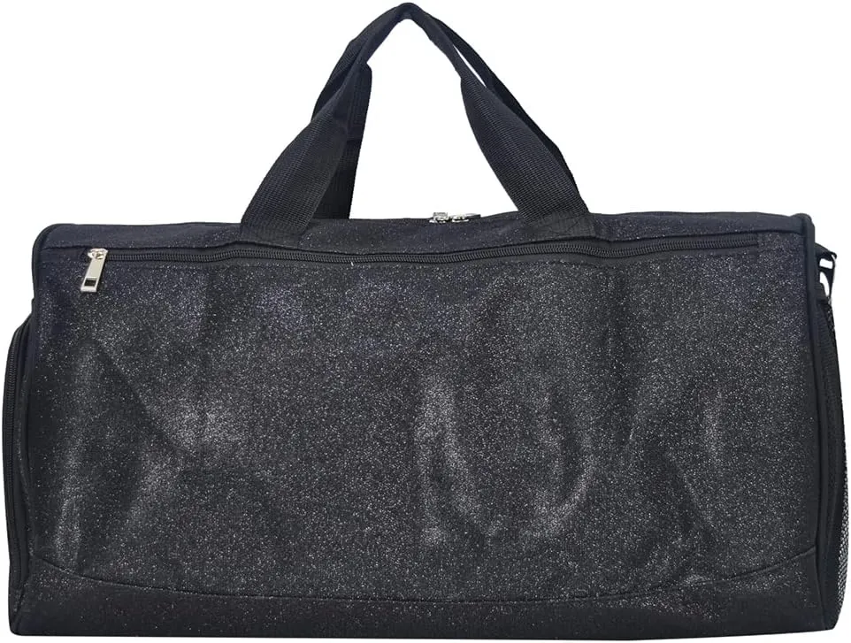 NGIL Glitter Cheers Sports Gym Duffel with Shoe Compartment and Small Carry On Travel Tote for Women, Cheer Bag (Glitter-Black)