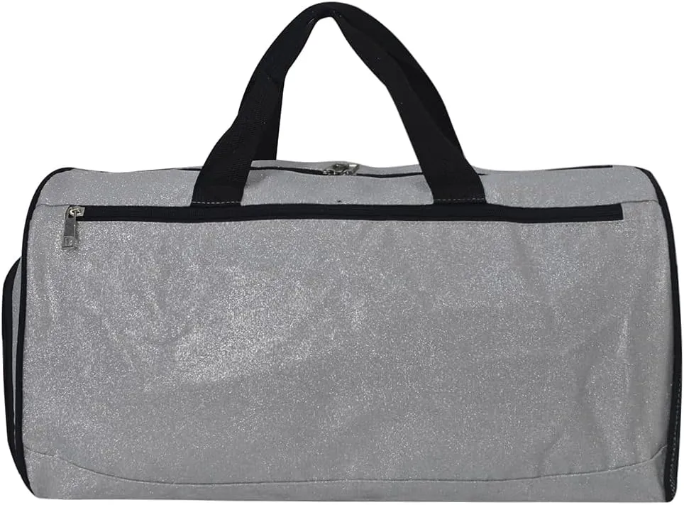 NGIL Glitter Cheers Sports Gym Duffel with Shoe Compartment and Small Carry On Travel Tote for Women, Cheer Bag (Glitter-Silver)