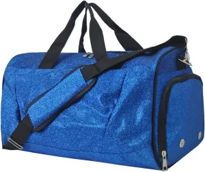NGIL Glitter Cheers Sports Gym Duffel with Shoe Compartment and Small Carry On Travel Tote for Women, Cheer Bag (Royal)