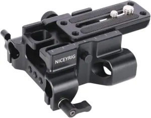 NICEYRIG 15mm Rod Rail Baseplate Quick Release for Arca-Swiss Standard, 2-in-1 DSLR Camera Base Plate Applicable for Tripod, Shoulder Rig, Follow Focus, Matte Box - 545