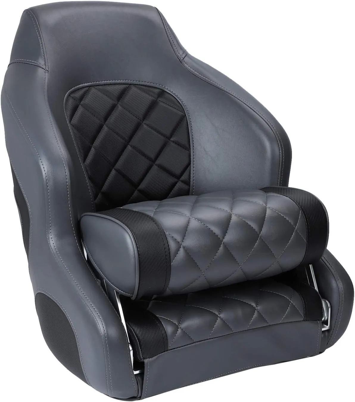 NORTHCAPTAIN Premium Marine Grade Vinyl Captain's Bucket Seat Flip-Up Boat Seat with Seat Cover for Fishing/Pontoon Boats