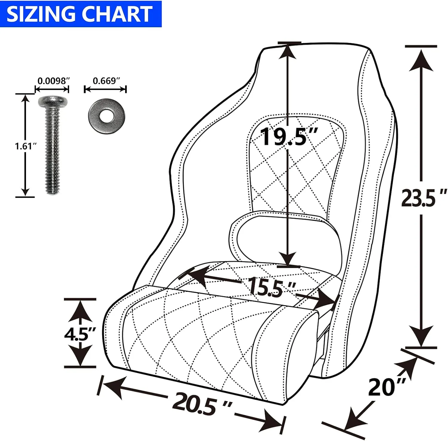 NORTHCAPTAIN Premium Marine Grade Vinyl Captain's Bucket Seat Flip-Up Boat Seat with Seat Cover for Fishing/Pontoon Boats