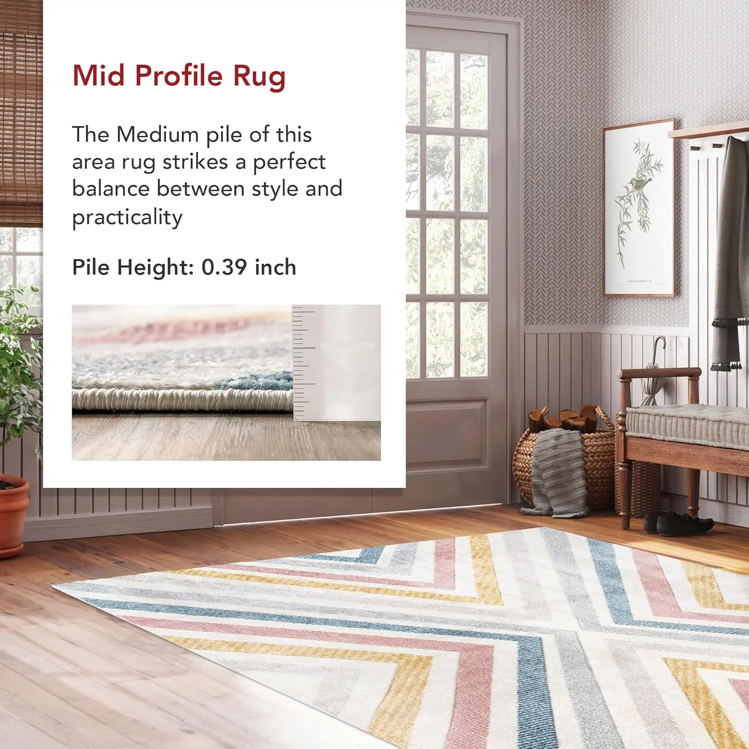 nuLOOM Neveah Contemporary Chevron Runner Rug, 2' 8" x 8', Beige
