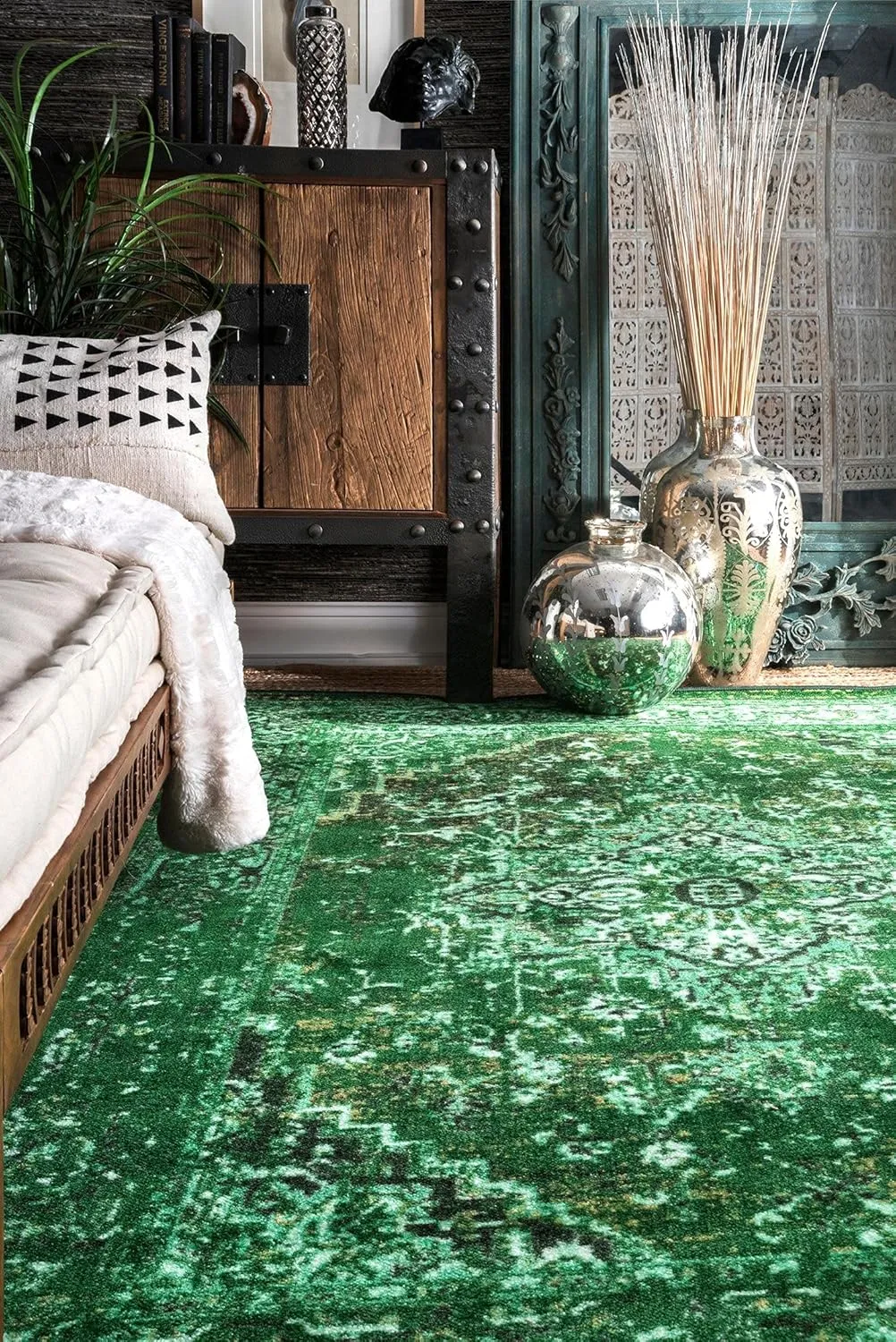 nuLOOM Vintage Persian Area Rug, 4' x 6', Reiko Green