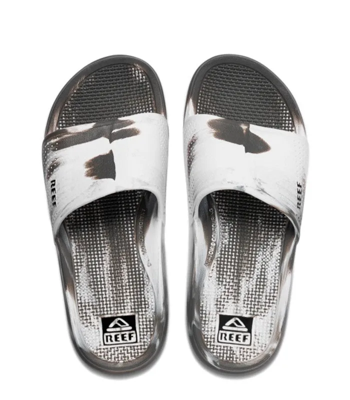 Oasis Slide Mens White/Grey Marble