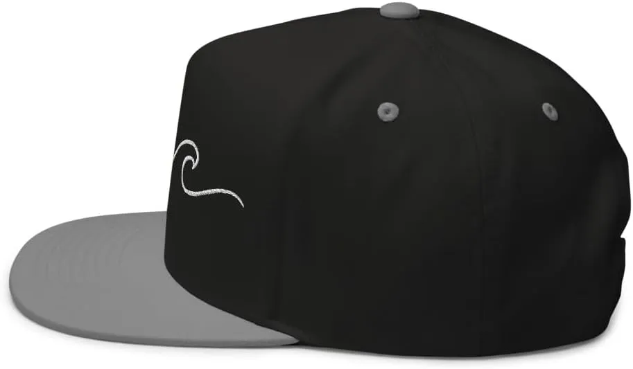 Ocean Wave Embroidered Snapback Hat Outdoor for Men & Women Adjustable Flat Bill Cap Mesh Beach Surfing Hat