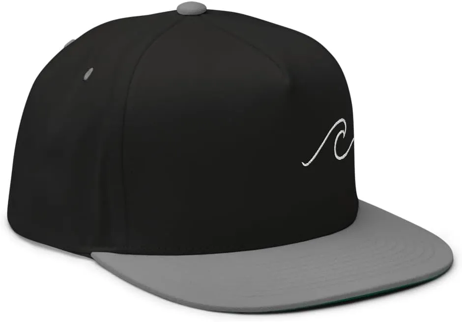 Ocean Wave Embroidered Snapback Hat Outdoor for Men & Women Adjustable Flat Bill Cap Mesh Beach Surfing Hat