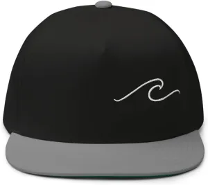 Ocean Wave Embroidered Snapback Hat Outdoor for Men & Women Adjustable Flat Bill Cap Mesh Beach Surfing Hat