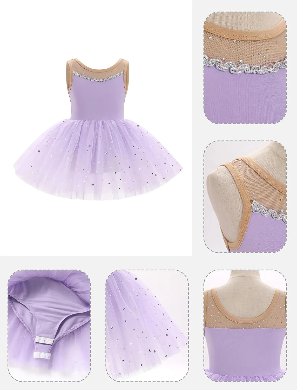 ODASDO Ballerina Costume for Girls Toddler Kids Ballet Dance Leotard Princess Glitter Tutu Dress Dancewear