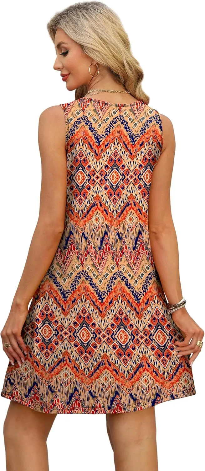 OFEEFAN Summer Dresses for Women Casual Sundress with Pocket Beach Cover Up Swimsuit