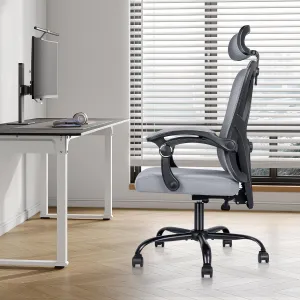 Office Computer Desk Chair, Ergonomic High-Back Mesh Office Chair with Wheels - Lumbar Support, Flip-Up Arms, Breathable Seat, Height Adjustment, Ideal for Home, Study, Gaming