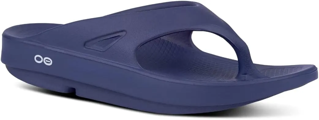 OOFOS Unisex Original Thong flip flop, Navy Blue, 14 M US Women / 12 M US Men's
