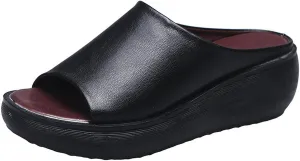 ORNVEION Women's Slip-On Platform Wedge High Heel Sandals,Comfortable and Soft Fashion Open Toe Slippers, Casual Outdoor Shoes