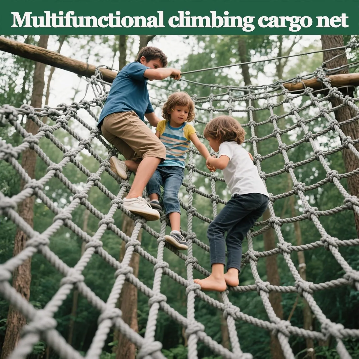 Outdoor Polyamide Climbing Net Thick 0.55 Inch Safety Playground Net Rope Ladder Heavy Duty Climbing Cargo Net Truck Trailer Fence Netting Plant Climbing Frame Net,2x8m(6.6x26.2ft)
