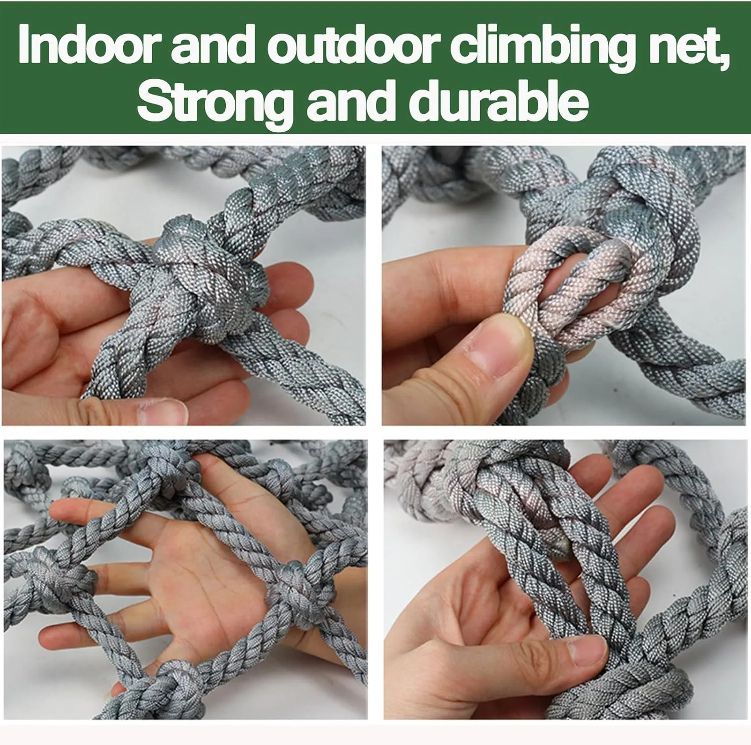 Outdoor Polyamide Climbing Net Thick 0.55 Inch Safety Playground Net Rope Ladder Heavy Duty Climbing Cargo Net Truck Trailer Fence Netting Plant Climbing Frame Net,2x8m(6.6x26.2ft)