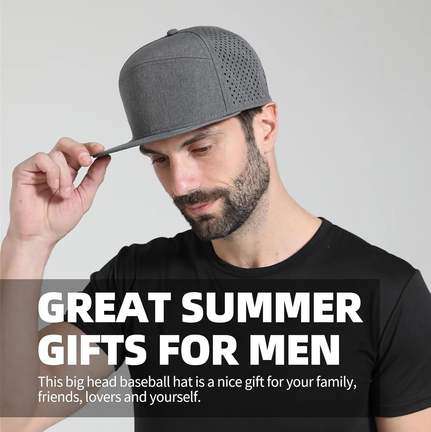 Oversize XXL Blank Flatbill Mesh Snapback Cap for Big Head 23.6"-25.6" Extra Large 6 Panel Camper Style Hat Baseball Cap