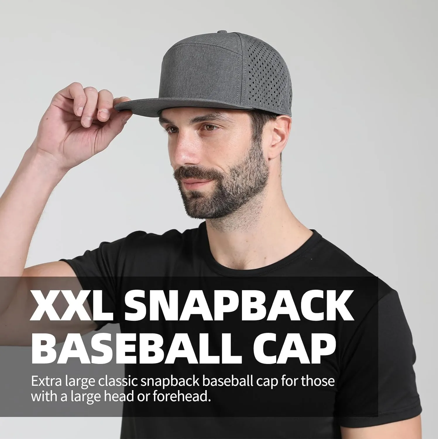 Oversize XXL Blank Flatbill Mesh Snapback Cap for Big Head 23.6"-25.6" Extra Large 6 Panel Camper Style Hat Baseball Cap