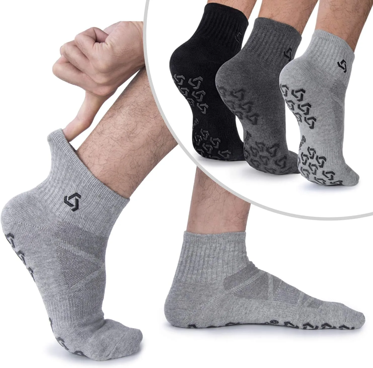Ozaiic Non Slip Socks Grip for Yoga Home Workout Pure Barre, Pilates, Hospital, Ideal Cushion Socks for Men and Women