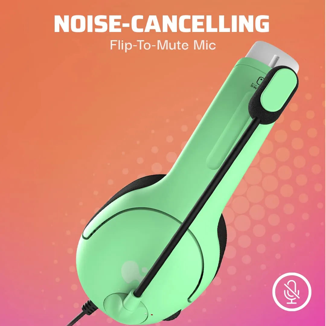 PDP Gaming LVL40 Stereo Headset with Mic for Nintendo Switch/Switch Lite/OLED - Wired Power Noise Cancelling Microphone, Lightweight, Soft Comfort On Ear Headphones (Animal Crossing Blue & Green)