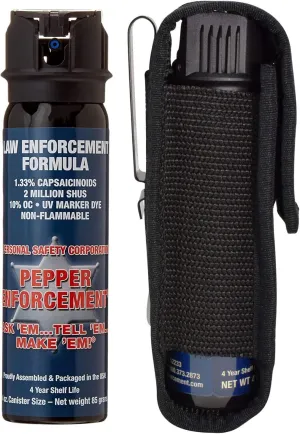 PE1110PF-FT Foam Pepper Spray with Metal Belt Clip Holster - Maximum Strength 10% OC Formula - Emergency Self Defense Personal Safety & Protection