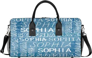 Personalized Name Sport Duffel Bags, Custom Gym Duffel Bag for Women Men, Customized Gymnastics Ballet Dance Bag Overnight Weekender Bag, Blue