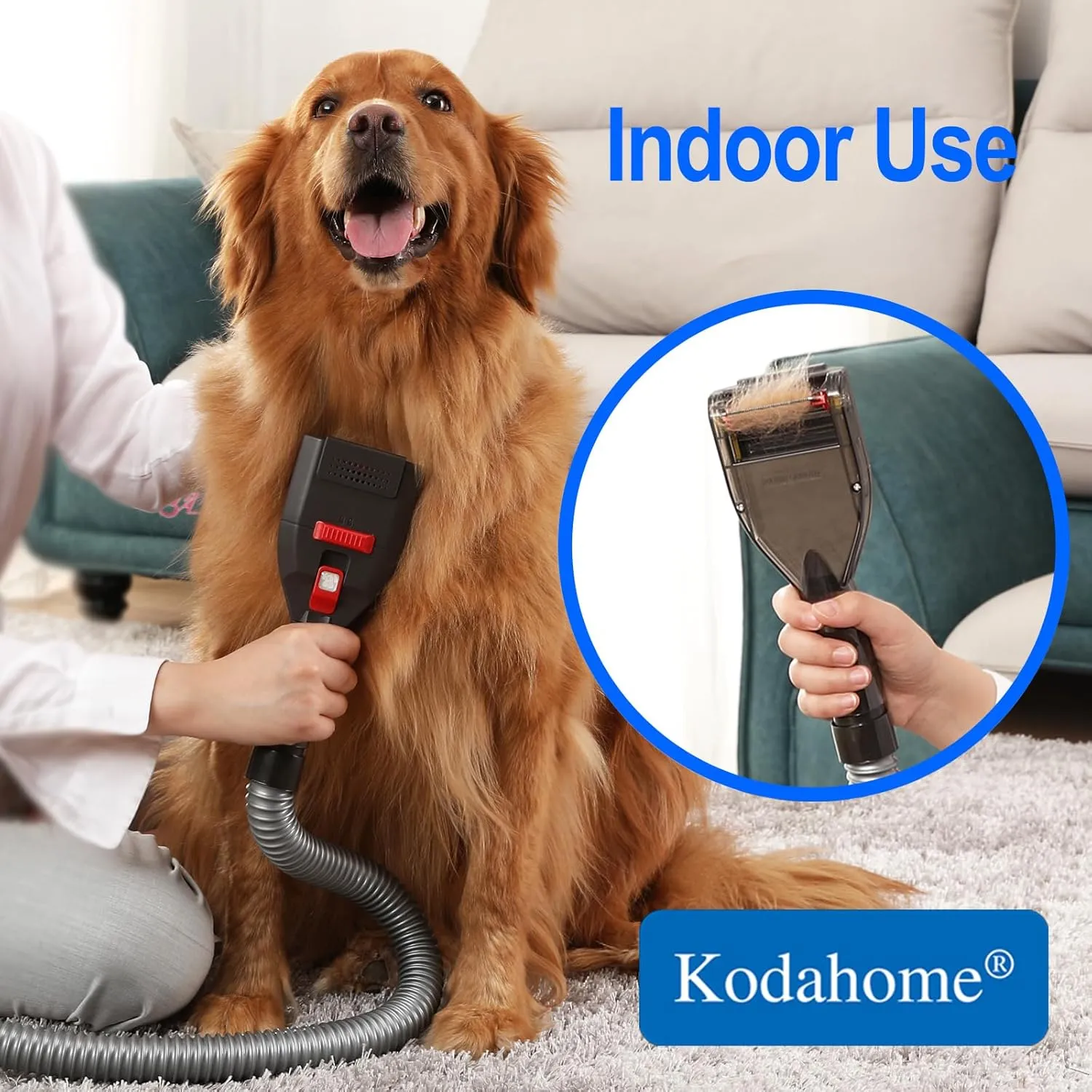 Pet Shedding Brush Vacuum Attachment, Grooming Tool Kit for Most Vacuums, Cat Dog Hair Deshedding Groomer with Extension Hose and Universal Adapters