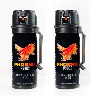 Phoenix P360S Pepper Gel from qseel. Maximum Strength Police & Military Grade Pepper Spray, Gel is Better, Sprays at Any Angle 18 feet, Flip-top Safety and Belt Clip Included