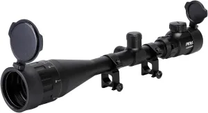 PINTY 6-24x50 Rifle Scope — AO Hunting Scope with Rangefinder Illuminated Optics Picatinny Mount Rings for Long Range Shooting Airsoft Sniper More — 1/8 MOA Gun Sight for Rifle or Crossbow