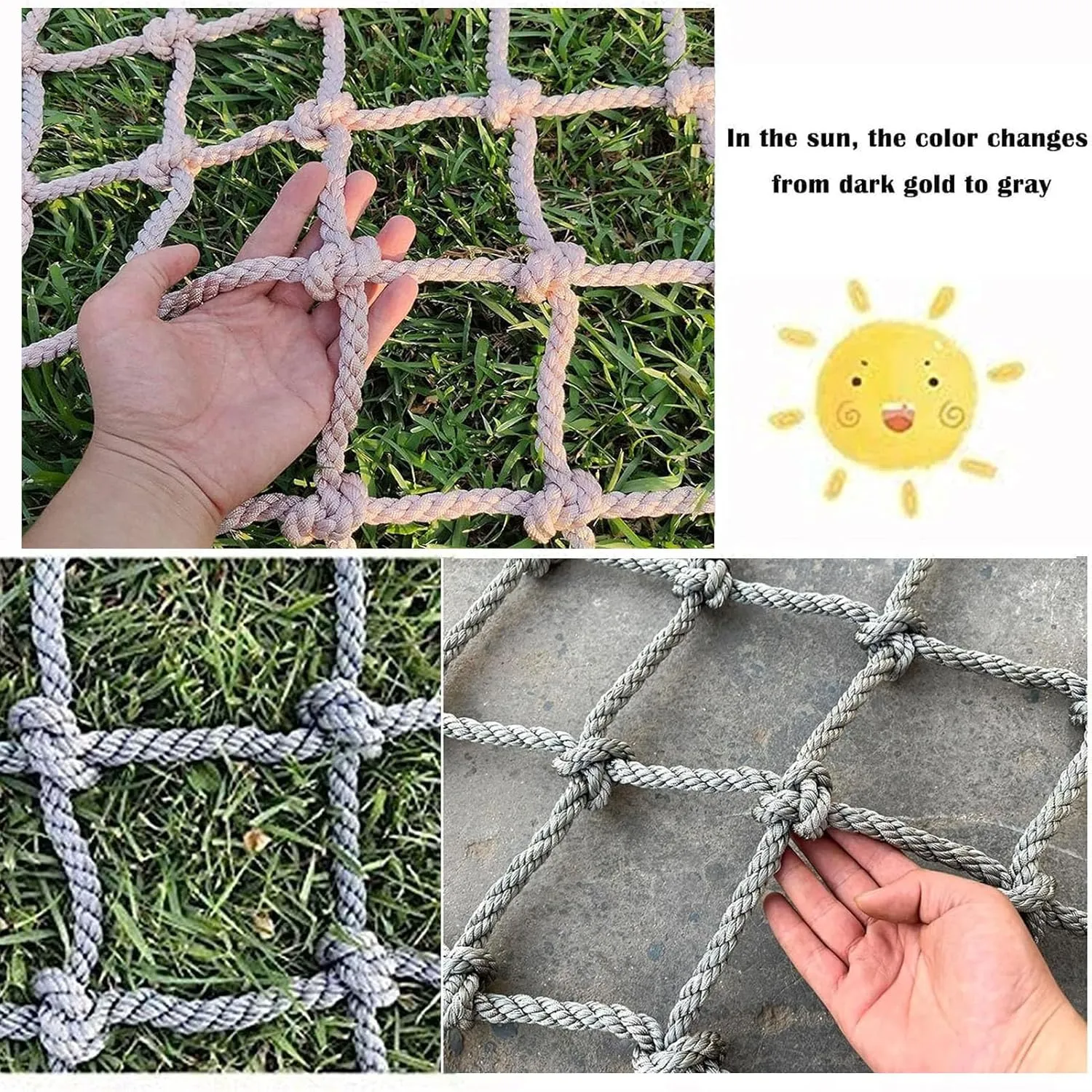 Playground Net Climbing Rope Ladder Outdoor Tree House Truck Trailer Net Fence Netting Safety Antifall Protection Netting for Stair Balcony Railing,6mm,3.3x4.9ft