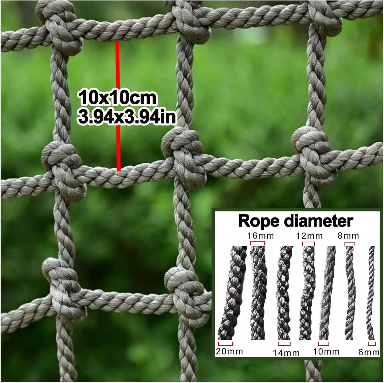 Playground Net Climbing Rope Ladder Outdoor Tree House Truck Trailer Net Fence Netting Safety Antifall Protection Netting for Stair Balcony Railing,6mm,3.3x4.9ft