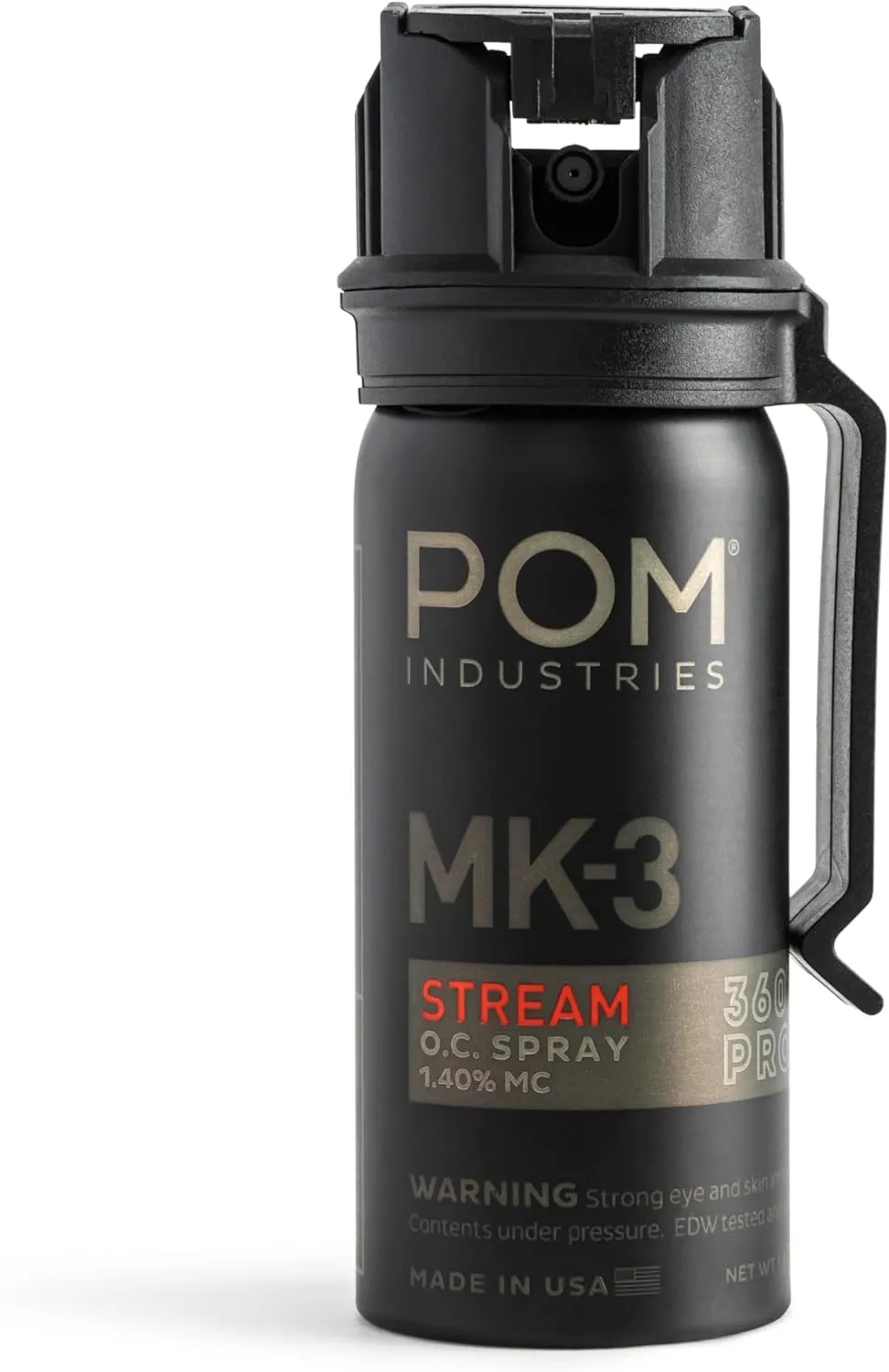 POM MK3 Pepper Spray, Belt Clip Model, Maximum Police Strength OC with UV Marking Dye, Quick Flip Top Safety, 360° Performance at Any Angle, Powerful Accurate Stream, 18 ft Range, 1.8 fl oz
