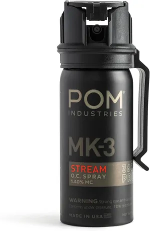 POM MK3 Pepper Spray, Belt Clip Model, Maximum Police Strength OC with UV Marking Dye, Quick Flip Top Safety, 360° Performance at Any Angle, Powerful Accurate Stream, 18 ft Range, 1.8 fl oz