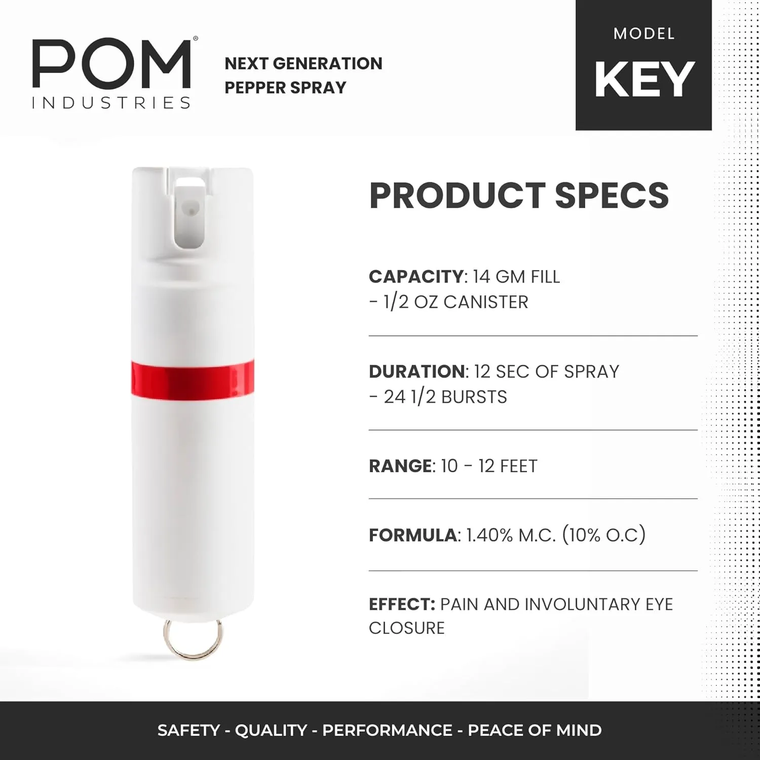 POM Pepper Spray Combo Pack, Keychain & Clip Model, Max Police Strength OC Formula, Quick Key Release, Flip Top Safety, 10 ft Range, 25 Bursts, 0.5 fl oz, Compact Tactical Design for Everyday Carry