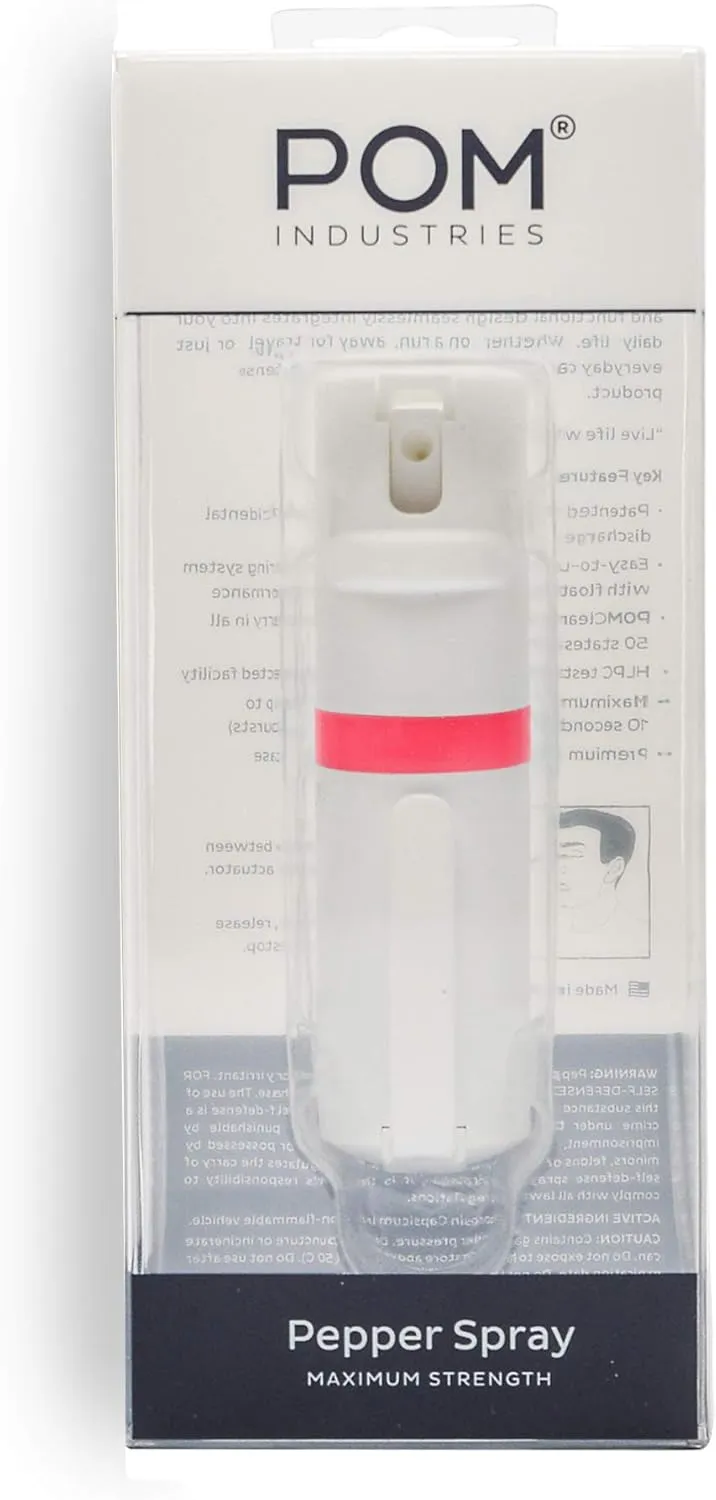 POM Pepper Spray Flip Top - Maximum Strength OC Spray for Self Defense - Tactical Compact & Safe Design - 25 Bursts & 10 ft Range - Powerful & Accurate Stream Pattern…