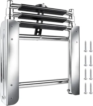Pontoon Boat Ladder,3 Step Telescoping Ladder Under Platform Slide Mount Boat Boarding Ladder 316 Stainless Steel Heavy Duty Marine Ladder 600 Pound Capacity