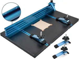 POWERTEC Drill Press Table Accessories Kit w/T Track Drill Press Fence 14"x24",Laser Etched Scale, Clamps, Adjustable Inserts w/Knob, Flip Stops, Table Fence, Fits Tables 12" Above - 71539