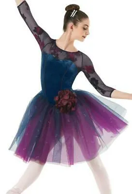 Pre-Owned Costume Weissman  10268 Small Adult Navy Purple Romantic Tutu Ballet YAGP
