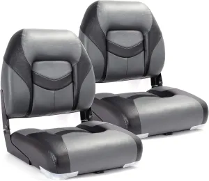 Premium Marine Low Back Folding Boat Seat,Stainless Steel Screws Included