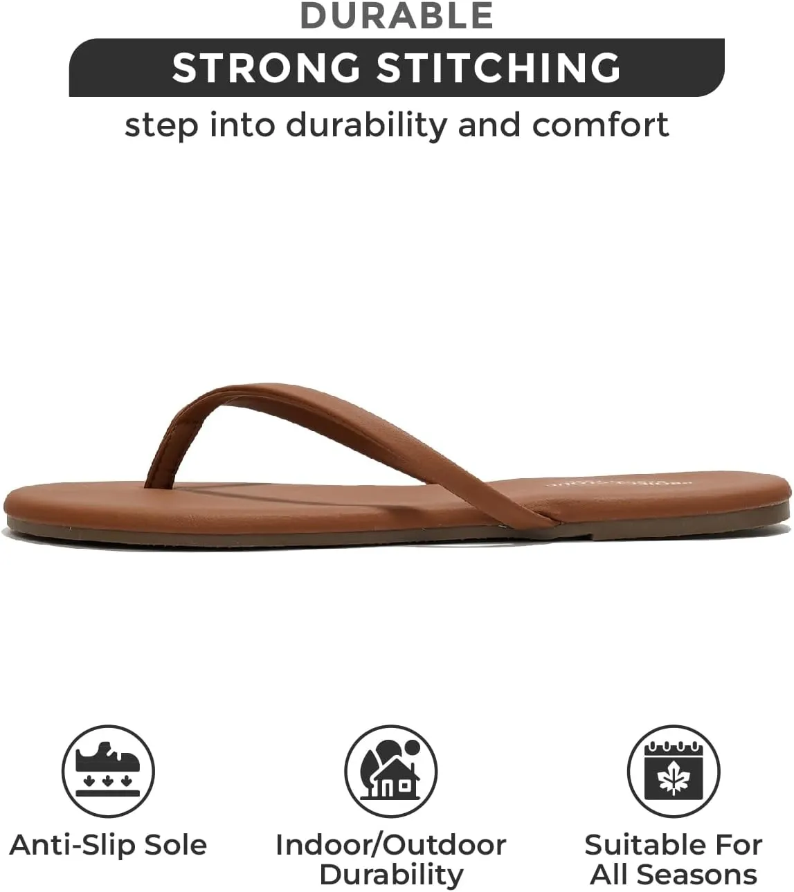 Project Cloud Vegan Leather Flip Flops for Women Footwear - Memory Foam Flats Summer Sandals for Women 2025 - Lightweight Sandals Summer Beach Essentials Slides (Foundations)