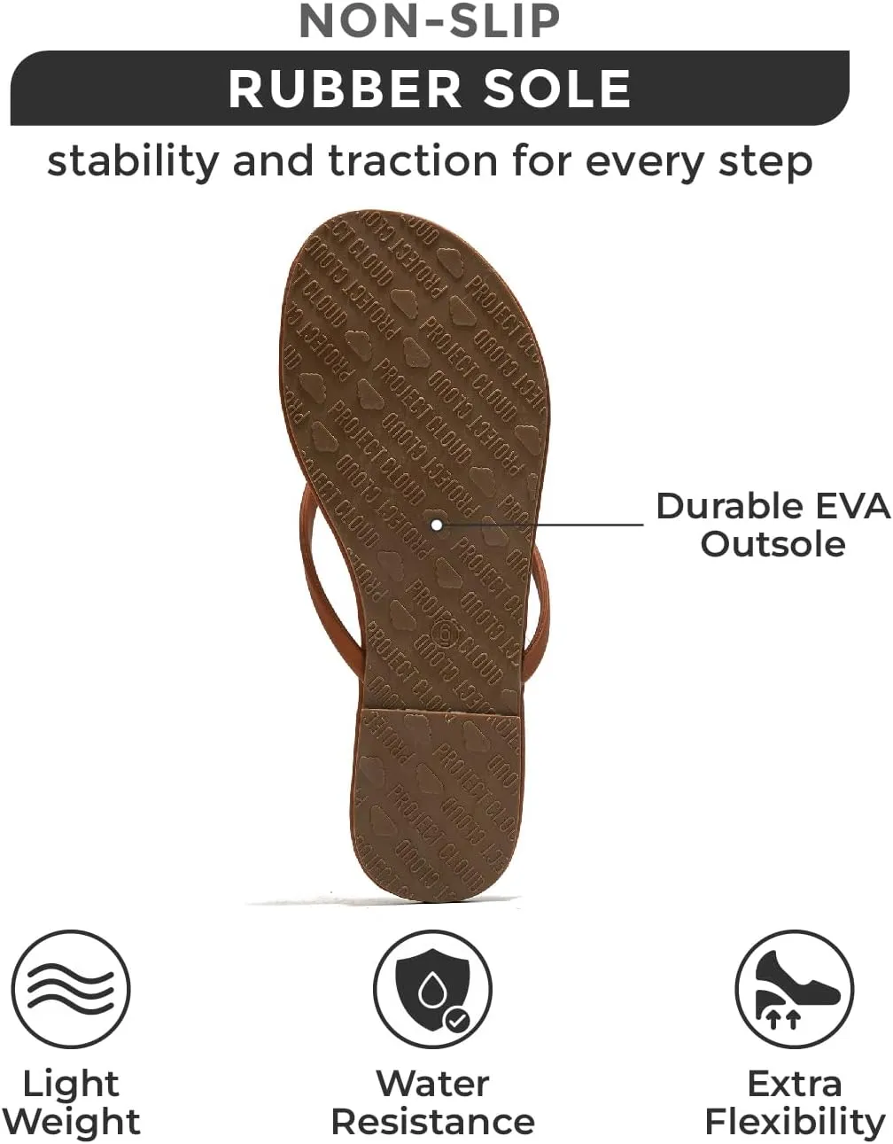 Project Cloud Vegan Leather Flip Flops for Women Footwear - Memory Foam Flats Summer Sandals for Women 2025 - Lightweight Sandals Summer Beach Essentials Slides (Foundations)