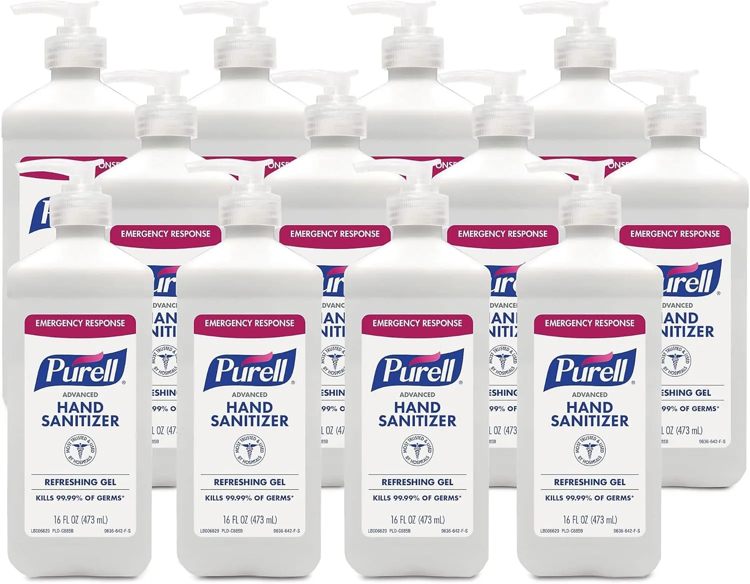 PURELL Advanced Instant Hand Sanitizer, 16 oz Pump Bottle, 12/Pack (9636-12-P)