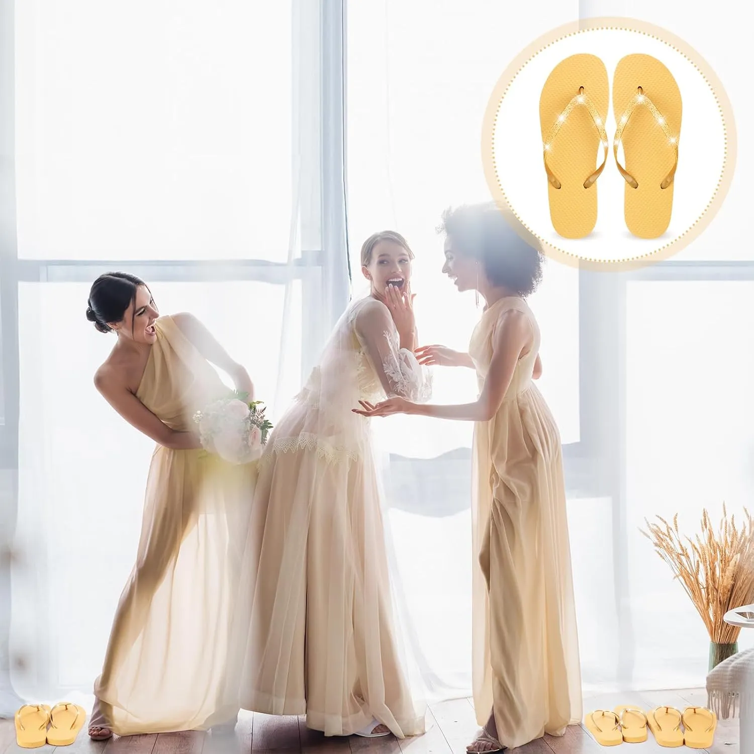 Ramede 24 Pairs Flip Flops Bulk Soft Wedding Sandals Hotel Spa Wedding Slippers for Guest Pool Shower Party Reception