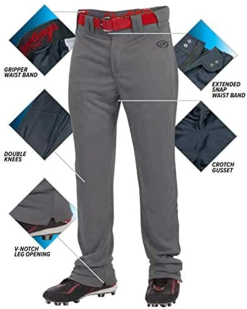 Rawlings Men's Launch Series Baseball Pants | Full Length Semi-Relaxed Fit | Adult Sizes | Piped | Multiple Colors