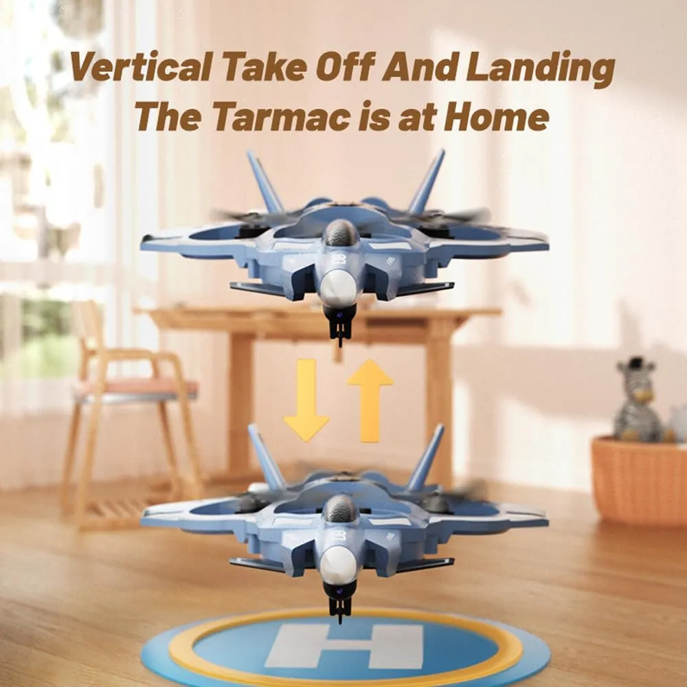 RC Fighter Jet, RC Plane 2.4GHz 4CH Remote Control Airplane with Camera, Foam RC Aircraft Glider with 3D Flip, Altitude Hold, Headless Mode, 2 Batteries, Easy to Fly for Adults Kids (Blue)