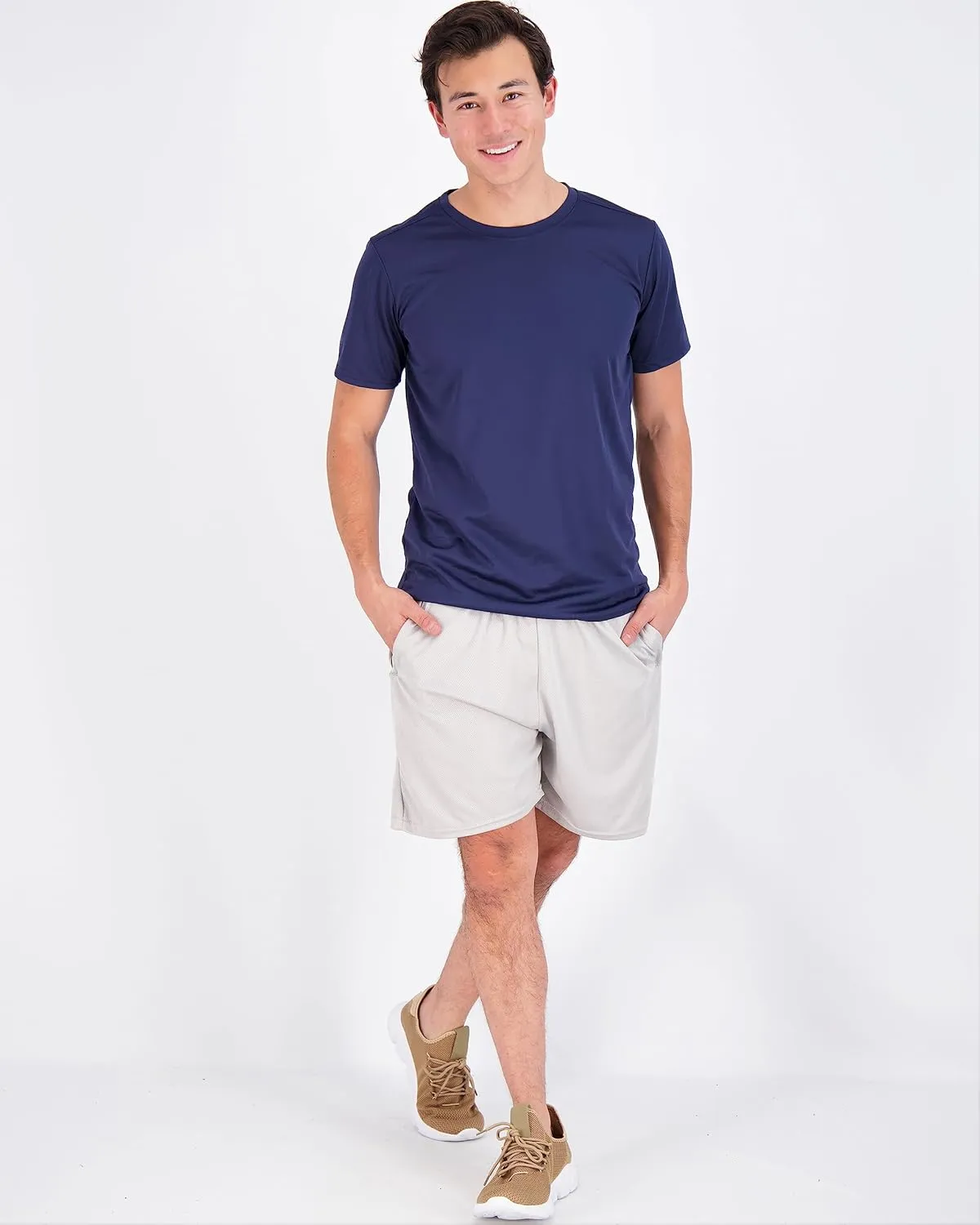 Real Essentials 5 Pack Men’s Active Quick Dry Mesh Crew Neck T Shirts | Athletic Short Sleeve Tee (Available in Big & Tall)