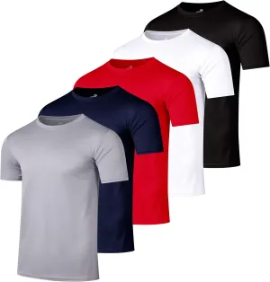 Real Essentials 5 Pack Men’s Active Quick Dry Mesh Crew Neck T Shirts | Athletic Short Sleeve Tee (Available in Big & Tall)