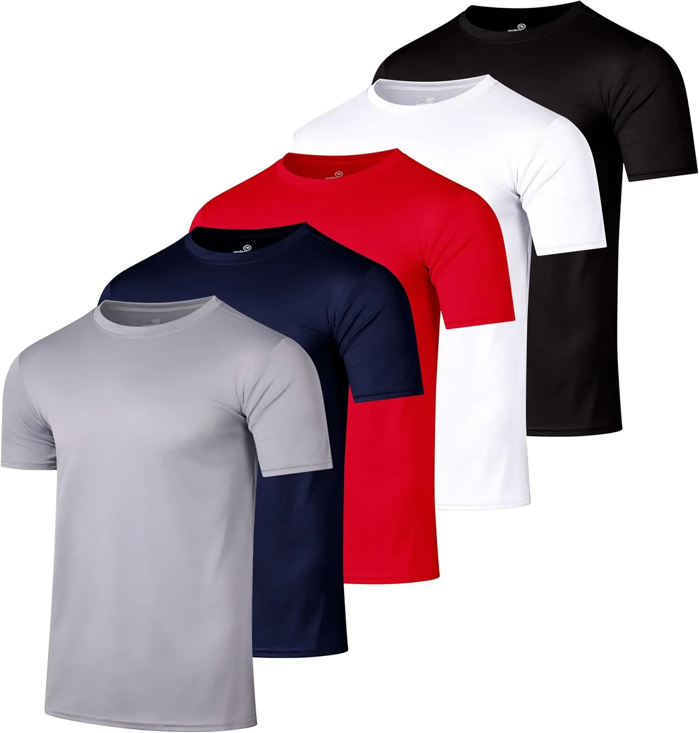 Real Essentials 5 Pack Men’s Active Quick Dry Mesh Crew Neck T Shirts | Athletic Short Sleeve Tee (Available in Big & Tall)