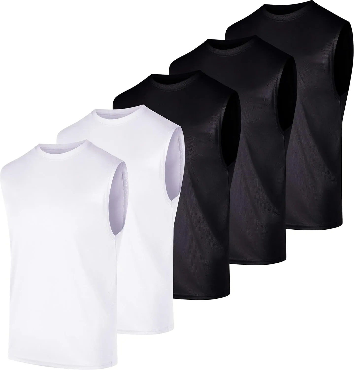 Real Essentials 5 Pack: Men's Mesh Active Athletic Tech Tank Top - Workout & Training Activewear (Available in Big & Tall)