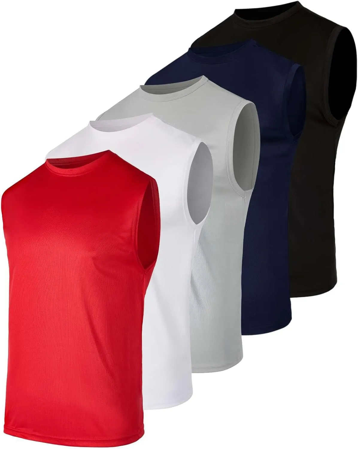 Real Essentials 5 Pack: Men's Mesh Active Athletic Tech Tank Top - Workout & Training Activewear (Available in Big & Tall)