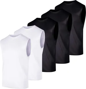 Real Essentials 5 Pack: Men's Mesh Active Athletic Tech Tank Top - Workout & Training Activewear (Available in Big & Tall)